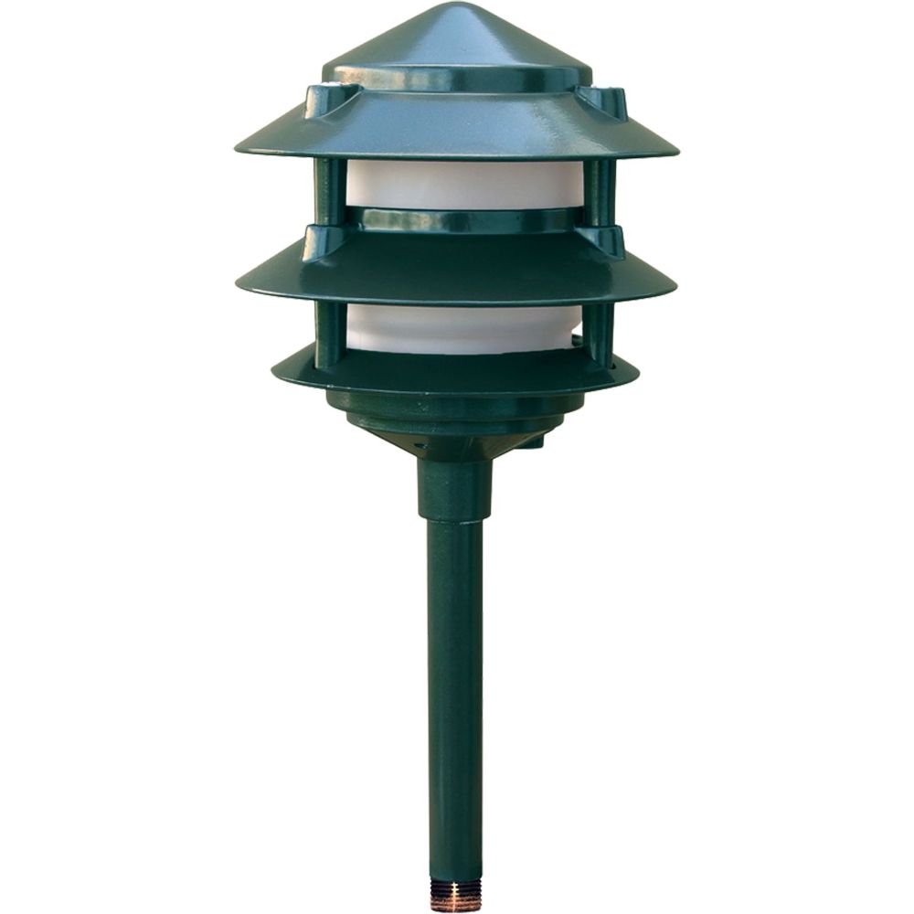 Dabmar Lighting LV102-10T-G LED Cast Aluminum Pagoda 3-Tier 1/2" Base 10" Top, 2-Pin, No Lamp, 12V, Green Finish