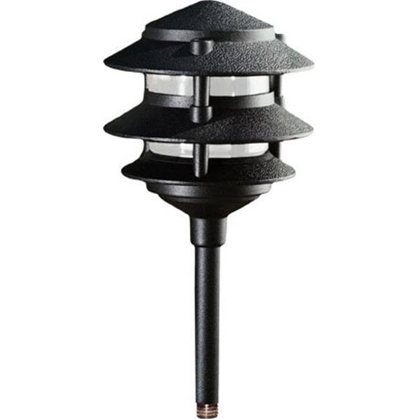 Dabmar Lighting LV102-B LED Cast Aluminum Pagoda 3-Tier 1/2" Base 6" Top, 2-Pin, 12V, Black Finish