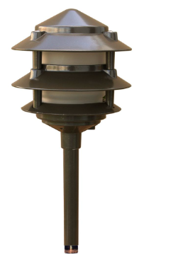 Dabmar Lighting LV102-L3-AMB-10T-BZ Cast Aluminum Amber Pagoda 3-Tier 1/2" Base 10" Top 12V 2-Pin LED, Wattage 3W, Bronze Finish