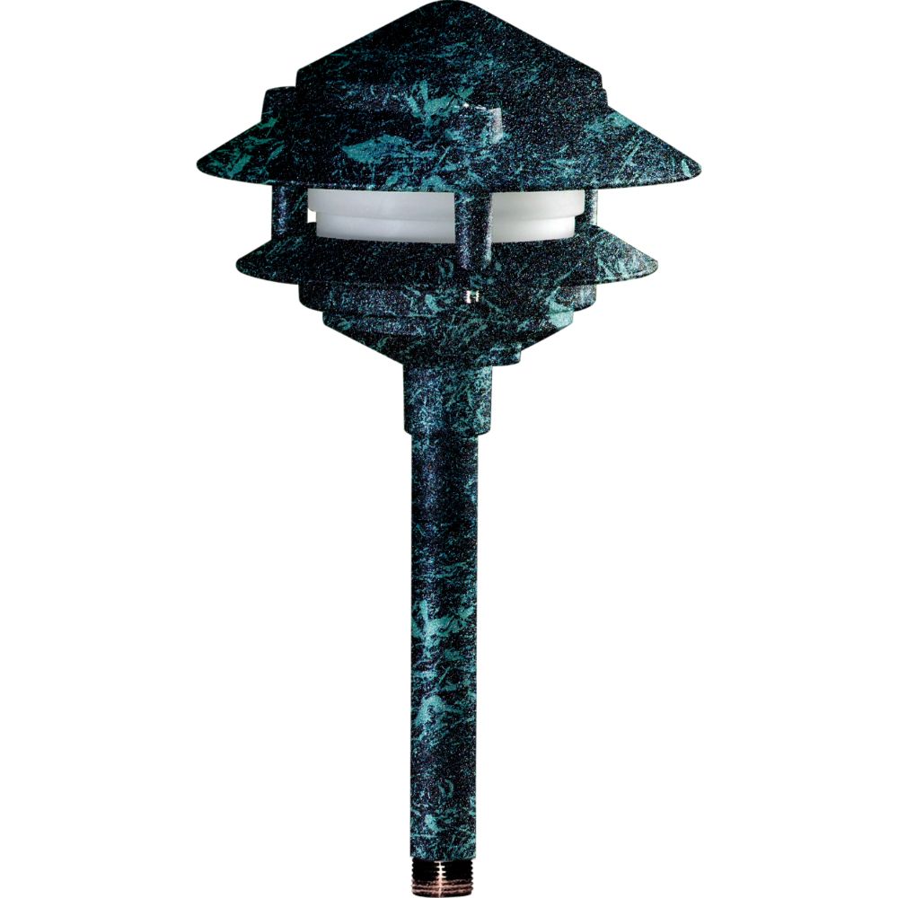 Dabmar Lighting LV102S-L3-AMB-10T-VG LED Cast Aluminum Pagoda 2-Tier 1/2" Base 10" Top, 2-Pin, 12V, Amber in Verde Green Finish