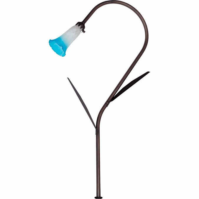 Dabmar Lighting LV114L-BLUE-ABZ 28" Antique Bronze Halogen Low Voltage Path Light, Blue Shade W/ Leaf Post