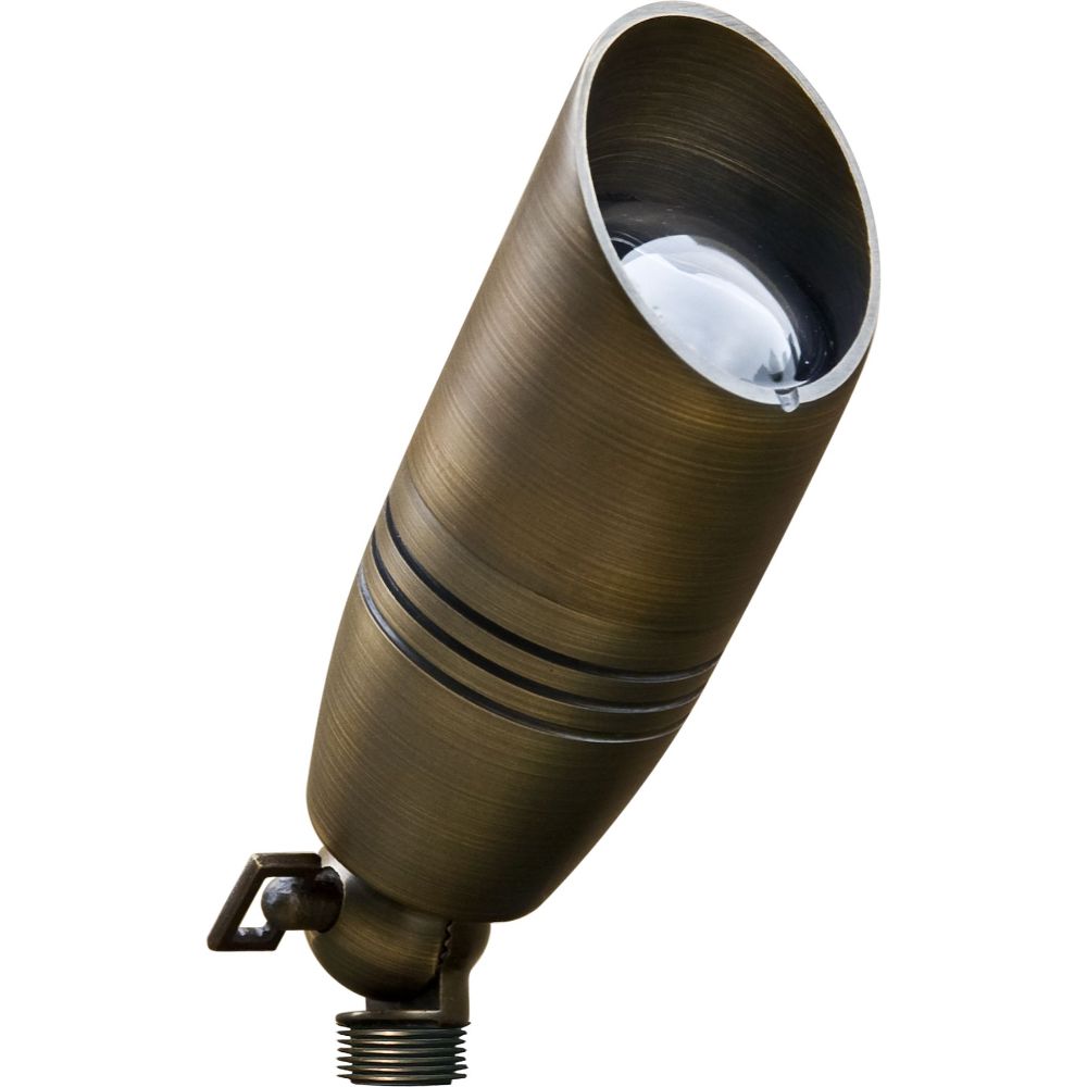 Dabmar Lighting LV235-L3-27K-WBS LED Brass Directional Spotlight W/2-Pin, 12V, Color Temperature 2700K, Weathered Brass Hood