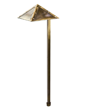 Dabmar Lighting LV45-L3-30K-ABS Brass Pyramid Path Light 12V G4 LED 3W 3000K in Antique Brass Finish