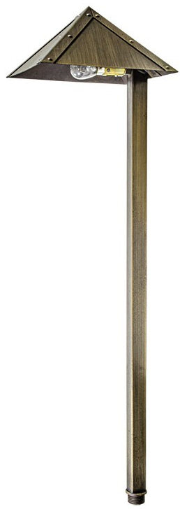 Dabmar Lighting LV45-L3-AMB-WBS Brass Pyramid Path Light 12V G4 LED 3W RGBW in Weathered Brass Finish