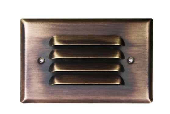 Dabmar Lighting LV617-L3-64K-ABZ Cast Alum/Brass Louvred Step Light 12V G4 LED 3W 6400K in Antique Bronze Finish