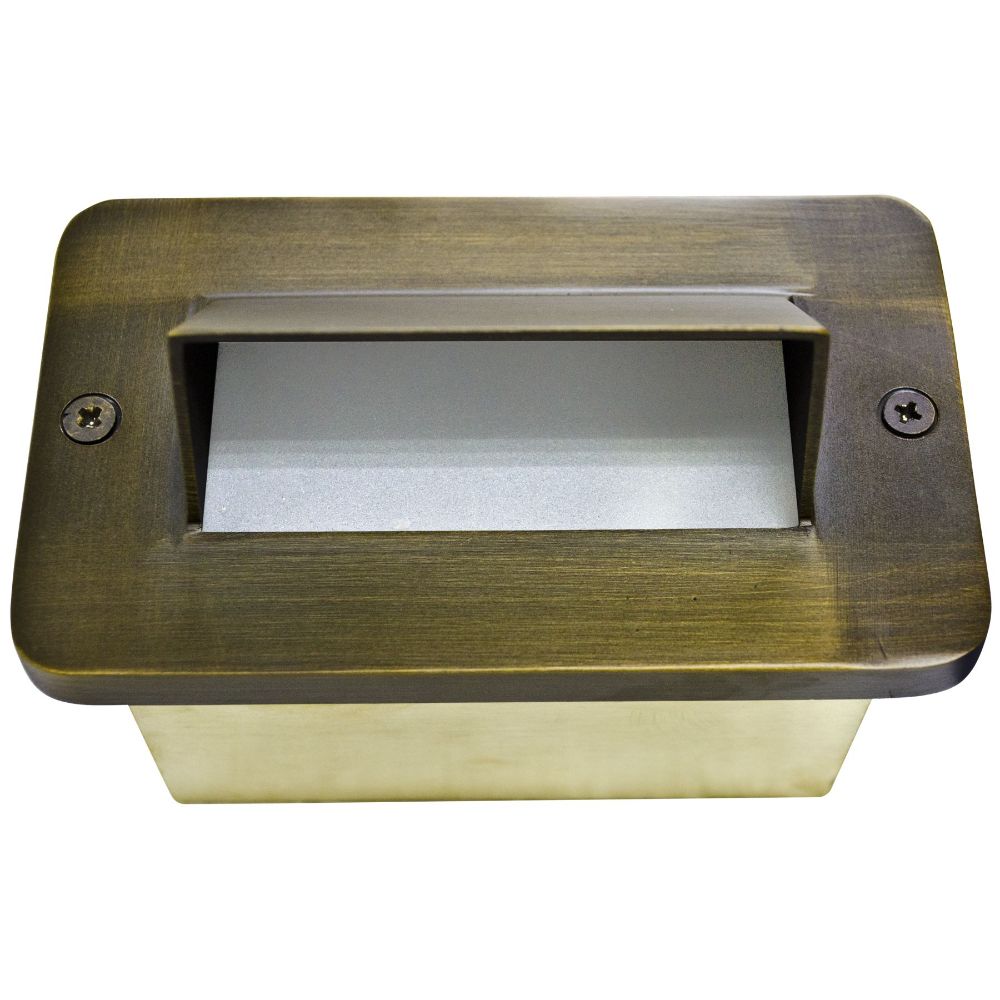 Dabmar Lighting LV638-L3-AMB-WBS LED Brass G4 Hooded Step Wall Light, 12V, Amber Weathered Brass Finish