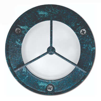 Dabmar Lighting LV704-VG Cast Aluminum Round Open Peace Face Step Light, 12V G4, Verde Green Finish