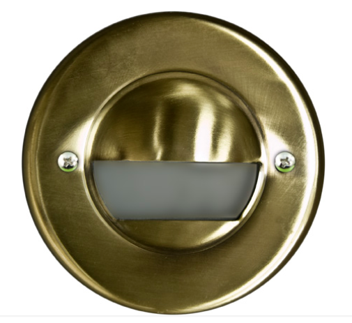 Dabmar Lighting LV709-L3-30K-ABS Cast Alum/Brass Round Eyelid Step Light 12V G4 LED 3W 3000K in Antique Brass Finish
