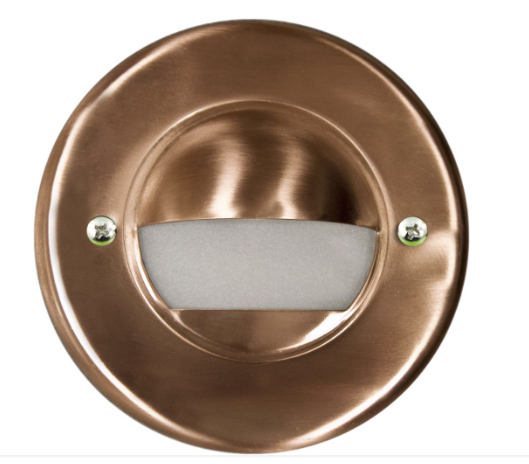 Dabmar Lighting LV709-L3-30K-CP Cast Alum/Copper Round Eyelid Step Light 12V G4 LED 3W 3000K in Copper Finish