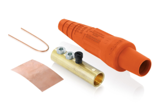 Leviton 16D31-UO 16 Series Taper Nose Cam-Type Female Plug, Contact & Insulator, Detachable, #2, 2/0 AWG, 300A Max, Type 3R When Mated, Orange Finish