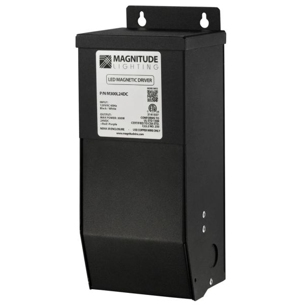 Magnitude Lighting M200L12DC-277 Max Load Magnetic Phase Dimmable LED Driver W/ Dry/ Damp Rated, 200 Watts, 277VAC Input/ 12VDC Output