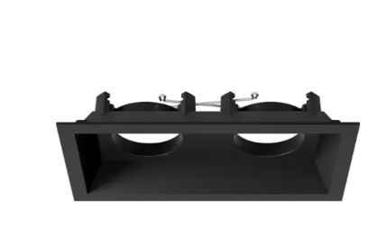 DMF Lighting M4T2SBK M-Series Multiple Square 2-Head Flanged Trim, Black