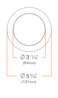 DMF Lighting M4TRPWWDCC 4" Round Trim Pinhole Recessed Decorative Closed Clear Frosted Side Downlight, Warm Diffuse, White Flanged