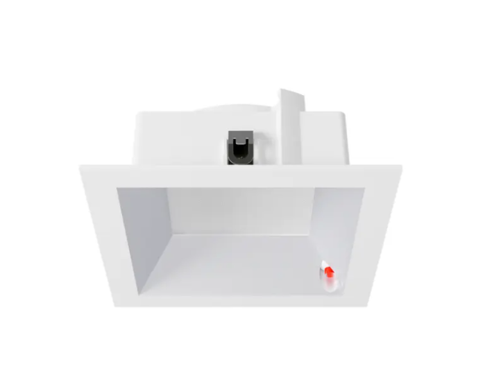 DMF Lighting M4TSDCWEM M-Series 4" Square Clear Diffuse Deep Beveled Trim - Integrated Emergency Test Switch - White