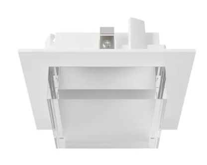 DMF Lighting M4TSSWHDCCF M-Series 4" Square Decorative Closed Clear, Frosted Inside Trim, White Finish