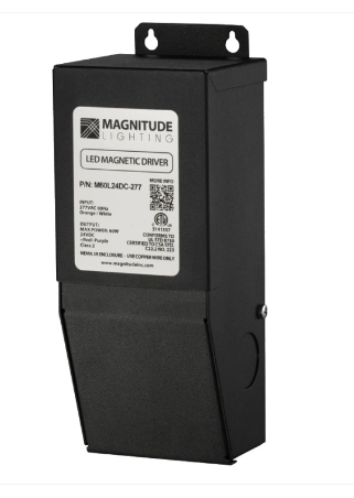 Magnitude Lighting M96L24-AR Ac Series Led Driver W/ Junction Box - 96 Watt Capacity - Dimmable - Auto Reset - 120v Input / 24v Ac Output