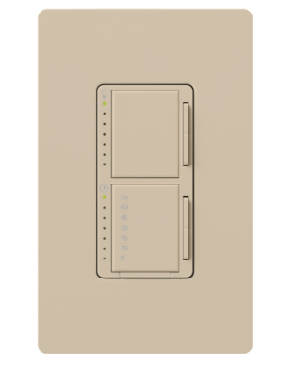 Lutron MA-L3T251-TP Maestro Satin Dual Digital Fade Dimmer and Countdown Timer Control Switch, Single Pole, 2.5A Light/Fan Timer Switch, Taupe Finish
