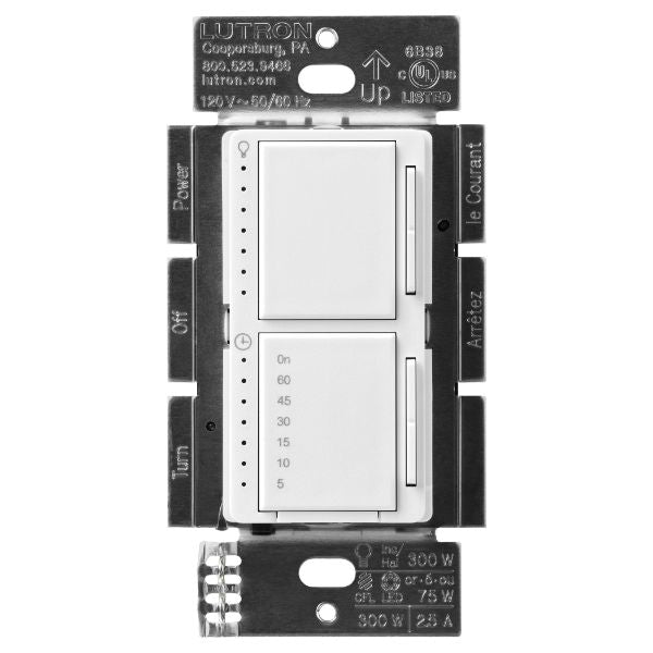 Lutron MACL-L3T251-SW Maestro Dual LED + Dimmer/Timer, Snow White Finish