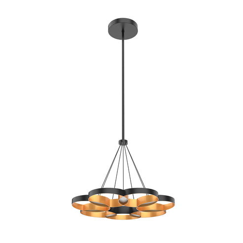 Kuzco Lighting CH90826-BK/GD-UNV-010 Maestro 26-in Chandelier Ceiling Light - CCT: 3000K - Finish: Black/Gold