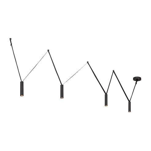 Kuzco Lighting LP90404-UB-UNV-010 Mason 4 Head Linear Pendant – Adjustable with Metal Strap Detail Ceiling Light - CCT: 3000K - Finish: Urban Bronze