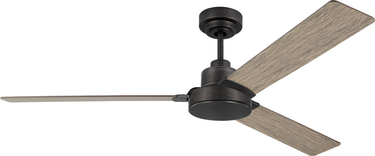 Generation Lighting Jovie 58 58 inch aged pewter ceiling fan with light grey weathered oak blades