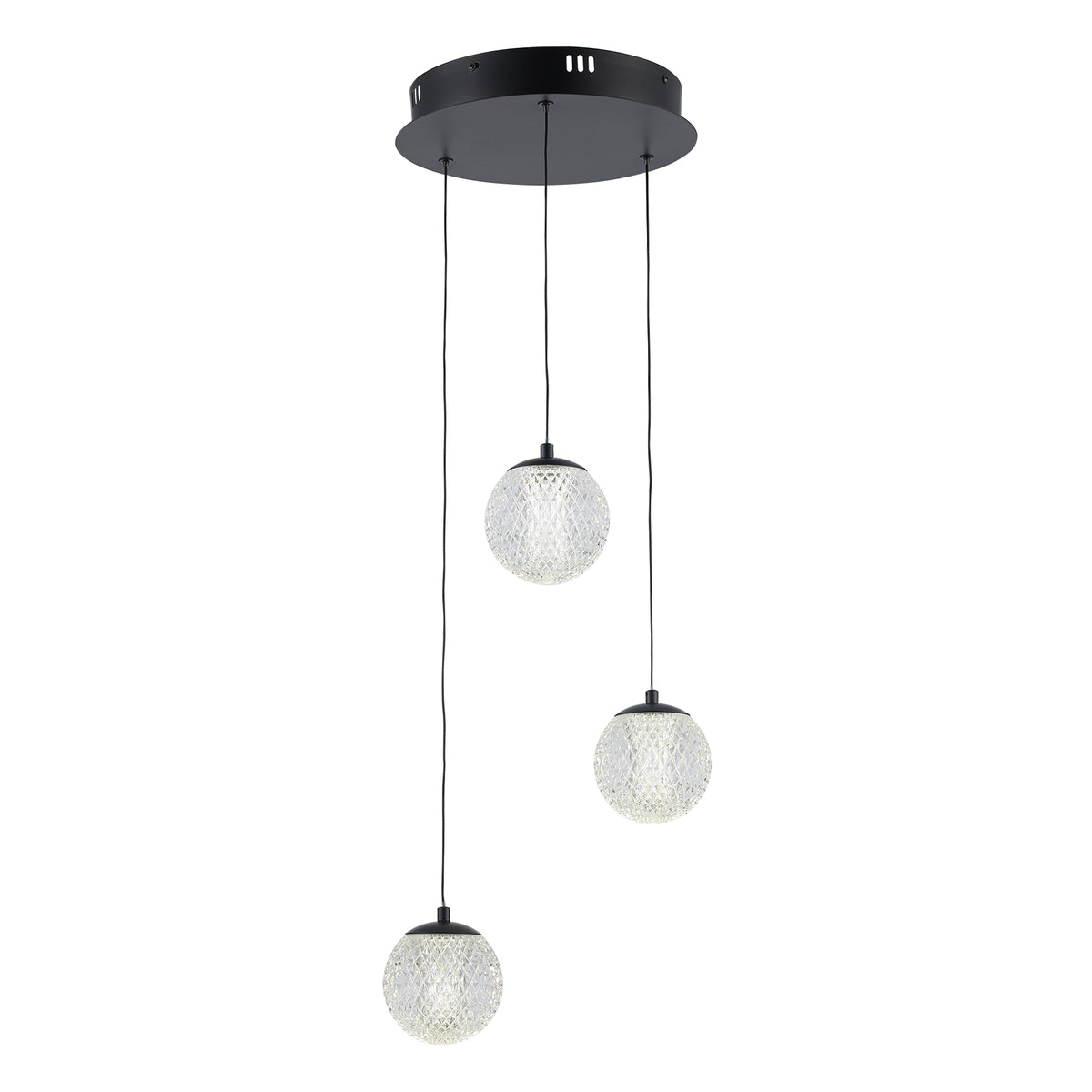 Trans Globe Lighting MDN-1633 BK Sunburst 3 light black LED pendant ceiling light