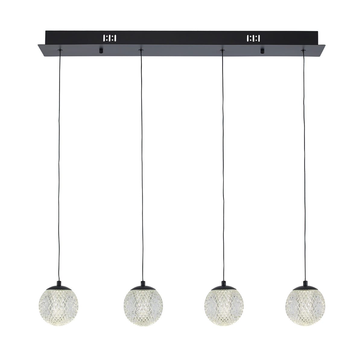 Trans Globe Lighting MDN-1634 BK Sunburst 4 light black linear LED pendant