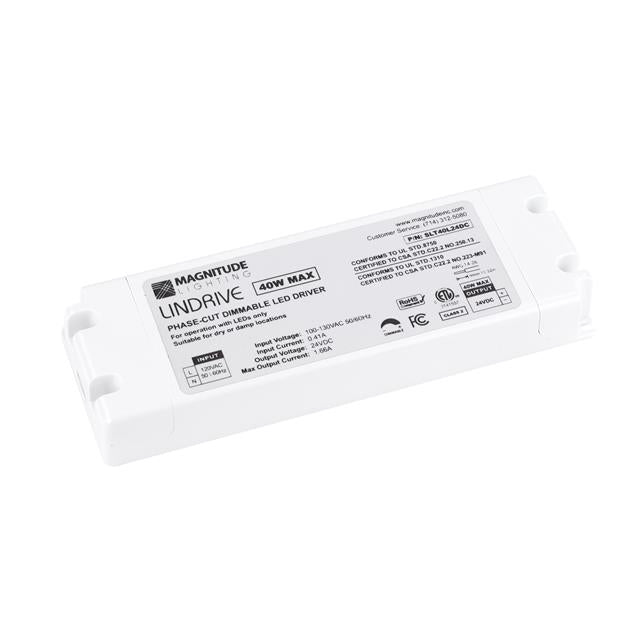 Magnitude Lighting SLT40L12DC Lindrive Series Constant Voltage LED Driver, 40W, 12VDC Output, Phase Dimmable, IP21, ETL Listed