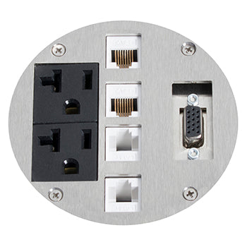 Lew Electric MOI4-SLB-REC-P2-C4-DB15-SS-AHC-CED Customizable Dual Service, Recessed Round Concrete Box Finish Stainless Steel