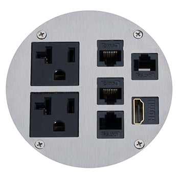 Lew Electric MOI4-SLB-REC-P2-C5-SS-AHC-CED Customizable Dual Service, Recessed Round Concrete Box Finish Stainless Steel