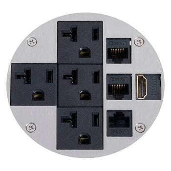 Lew Electric MOI4-RES-REC-P4-C4-BR-AHC-CED Customizable, Recessed Four Inch Poke-Through Floor Box Finish Brass