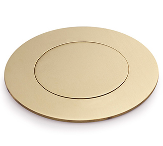 Lew Electric MOI4-P2-C4-DB15-BR-DC Customizable, flush mounted, 2-Hour Fire Rated Poke-Through with four inch core, (2) single receptacle & (4) communication openings & (1) DB-15 opening , Brass Finish, Drop Cover