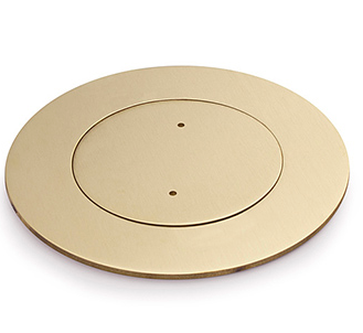 Lew Electric MOI4-P2-C6-BR-TSC Customizable, flush mounted, 2-Hour Fire Rated Poke-Through with four inch core, (2) single receptacle & (6) communication openings , Brass Finish, Threaded Security
