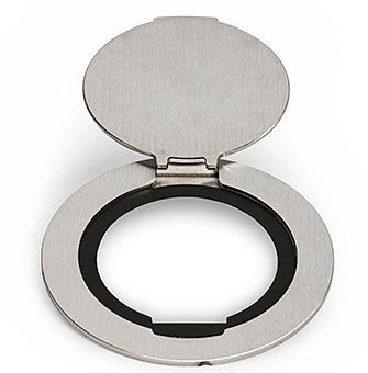 Lew Electric MOI4-P4-BK-AHC Customizable, flush mounted, 2-Hour Fire Rated Poke-Through with four inch core, (4) single receptacle , Black Finish, Articulated Hinged Cover