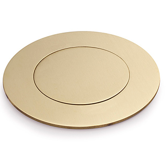 Lew Electric MOI4-P4-BR-DC Customizable, flush mounted, 2-Hour Fire Rated Poke-Through with four inch core, (4) single receptacle , Brass Finish, Drop Cover