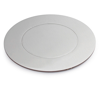 Lew Electric MOI4-SLB-AV-COMM-SS-DC Customizable Dual Service Round Concrete Box , (1) Decora opening for CI-5BWPA (4) communication openings, Drop Cover , Stainless Steel Finish