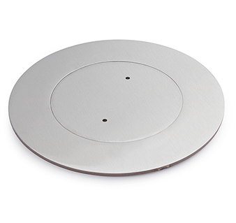 Lew Electric MOI4-SLB-P4-C4-SS-TSC Customizable Dual Service Round Concrete Box, round, flush to concrete floor box , (4) single receptacle & (4) communication openings, Stainless Finish, Threaded Security