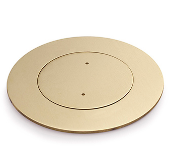 Lew Electric MOI4-SLB-PASSTHROUGH-BR-TSC Customizable Dual Service Round Concrete Box, multi-connect is a dual service, round, flush to concrete floor box , 2.5" trade size circular opening, Brass Finish, Threaded Security