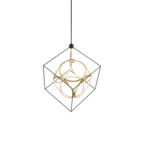 Kuzco Lighting CH19234-BK/AN-UNV-010 Monza 34-in Chandelier Ceiling Light - CCT: 3000K - Finish: Black/Antique Brass