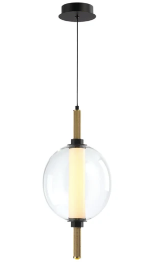 SDQ Lighting MP10003BKGD Orlina 10" Modern Matte Black / Brushed Gold LED Mini Hanging Light