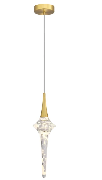 SDQ Lighting MP39201BG Melt 5" LED Pendant Light, Multi-Color Temperature, Wattage 5.7W, Brushed Gold/K9 Crystal Finish