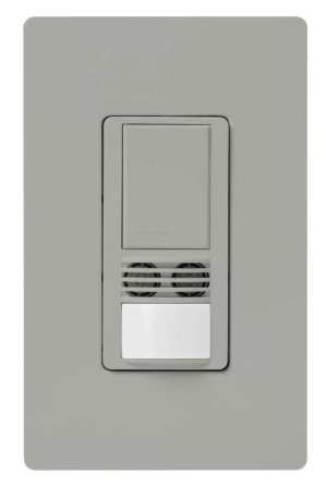 Lutron MS-A102-V-GR Maestro Dual Technology Ultrasonic and Passive Infrared Vacancy Sensor Switch for Single Circuit, Gray Finish