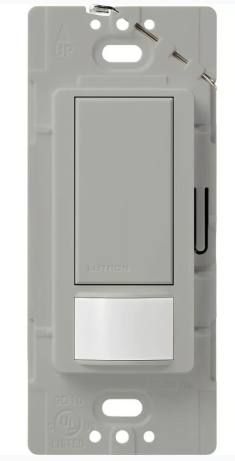 Lutron MS-VPS2-GR Maestro Vacancy Sensor with Switch Single Pole 120V / 2A, Gray Finish