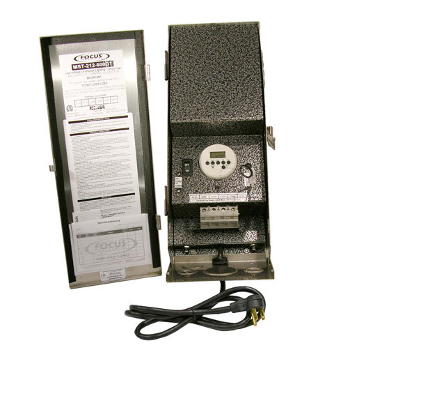 Focus Industries MST12200PC Landscape Lighting Transformer - Total Power: 200W - Output: 12.5V - Photocell: Photocell - Finish: Brushed Stainless Steel