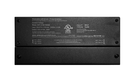 ABBA Lighting USA MX12200 Dimmable Constant Voltage LED Driver, 12V DC Output, Wattage 200W, Phase Dimming Compatible