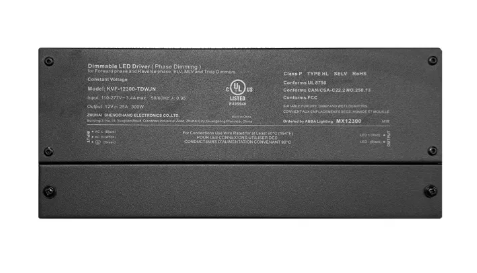 ABBA Lighting USA MX12300 Dimmable Constant Voltage LED Driver, 12V DC Output, Wattage 300W, Phase Dimming Compatible