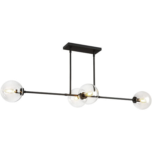 Alora Mood LP549448MBCL Cassia 4 Light 13.38 inch Matte Black Linear Pendant Ceiling Light in Clear Glass Shade