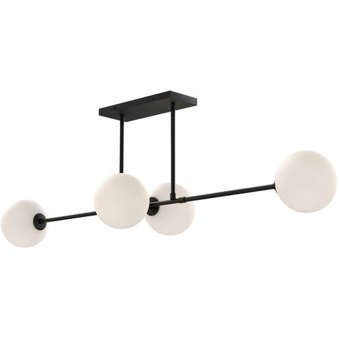 Alora Mood LP549448MBOP Cassia 4 Light 13.38 inch Matte Black Linear Pendant Ceiling Light in Opal Glass Shade