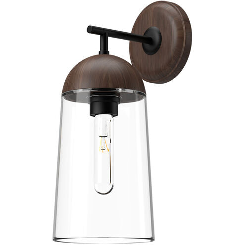 Alora Mood WV542007MBWT Emil 1 Light 6 inch Matte Black and Walnut Bath Vanity Light Wall Light