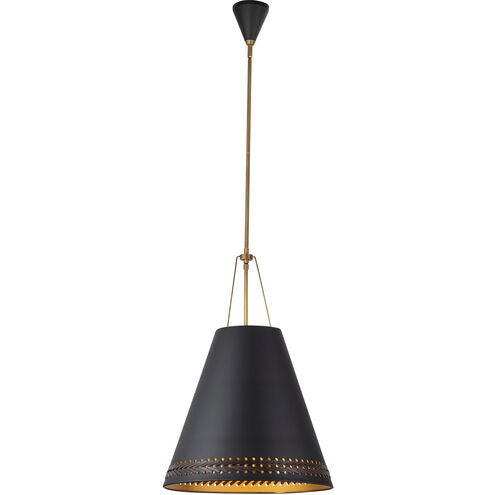Alora Lighting PD342020MBHL Brickell 3 Light 20 inch Matte Black and Hazelnut Leather Pendant Ceiling Light